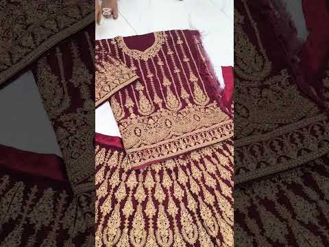 Vintage Wine Bridal Lehengha (Unstitched)