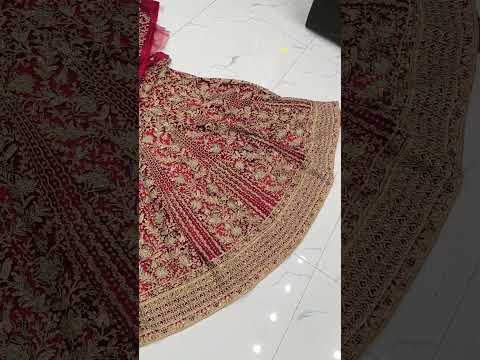 Classic Ruby Red & Gold Bridal Lehenga (Unstitched)