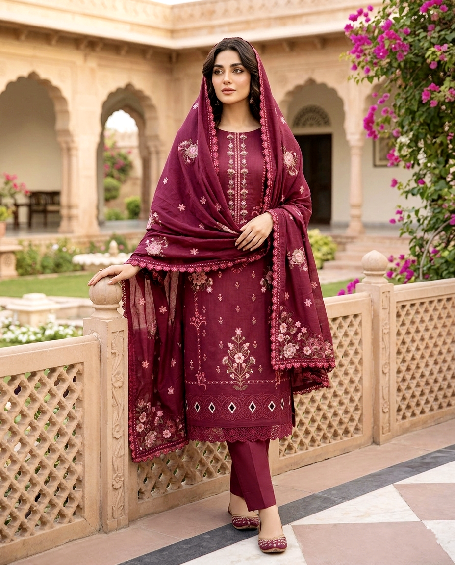 3D Emb Luxury Cotton (Unstitched)