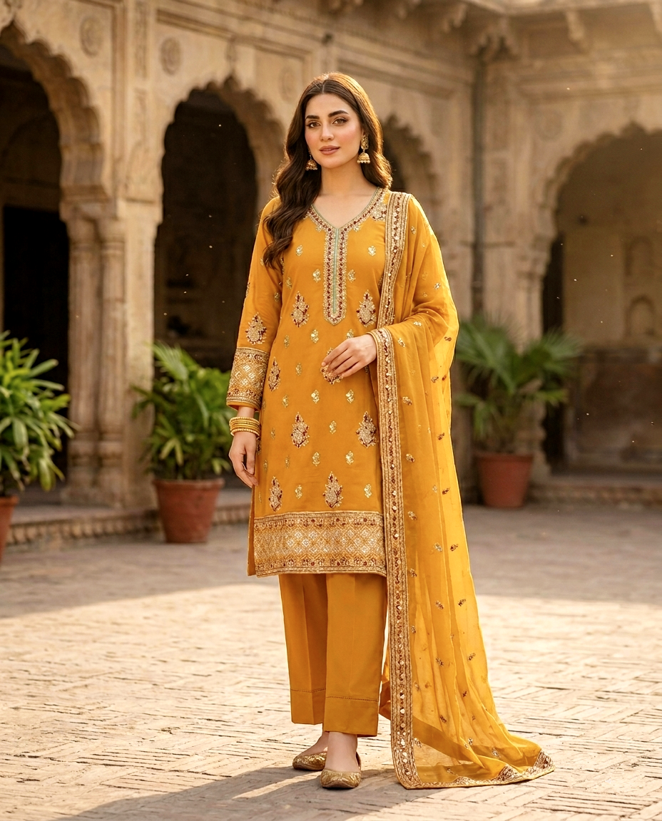 Multi Zari Emb Cotton (Unstitched)