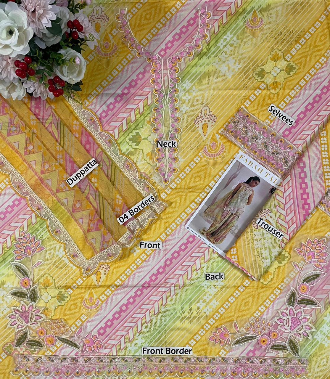 Elysia Shirt, Pants and Dupatta Lawn Print and embroidered