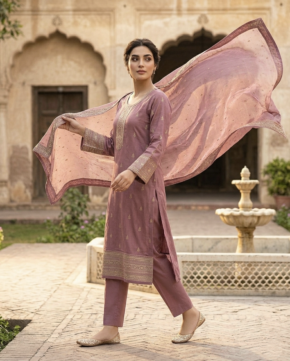 C.Jaquard Zari & Sequins (Unstitched)