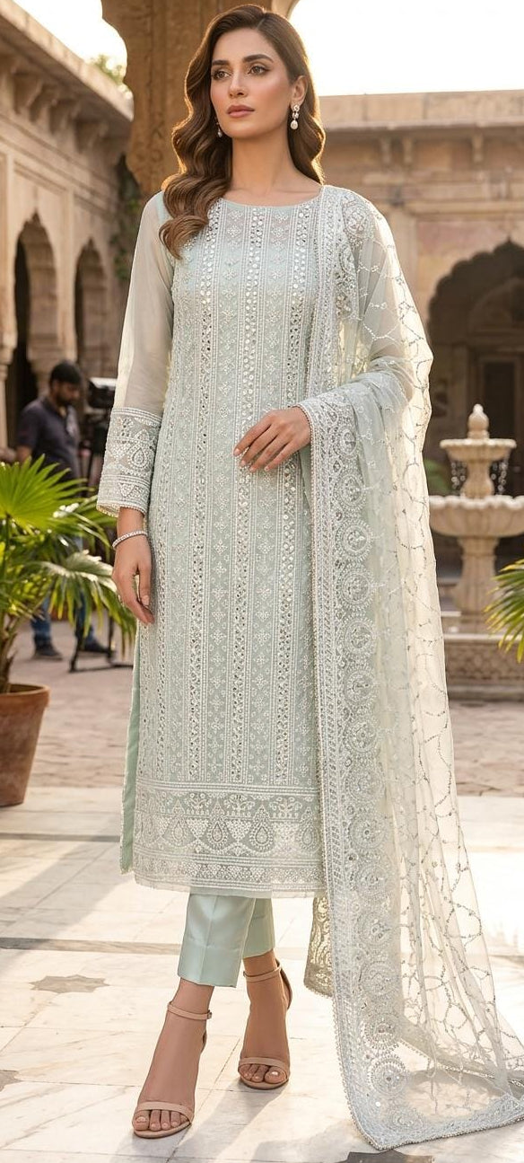Fancy Khaddi Net Suit (Unstitched)