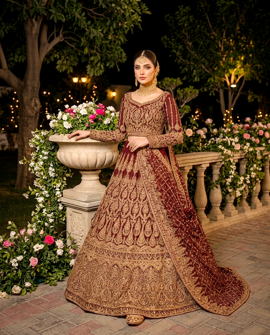Midnight Maroon Bridal Lehengha