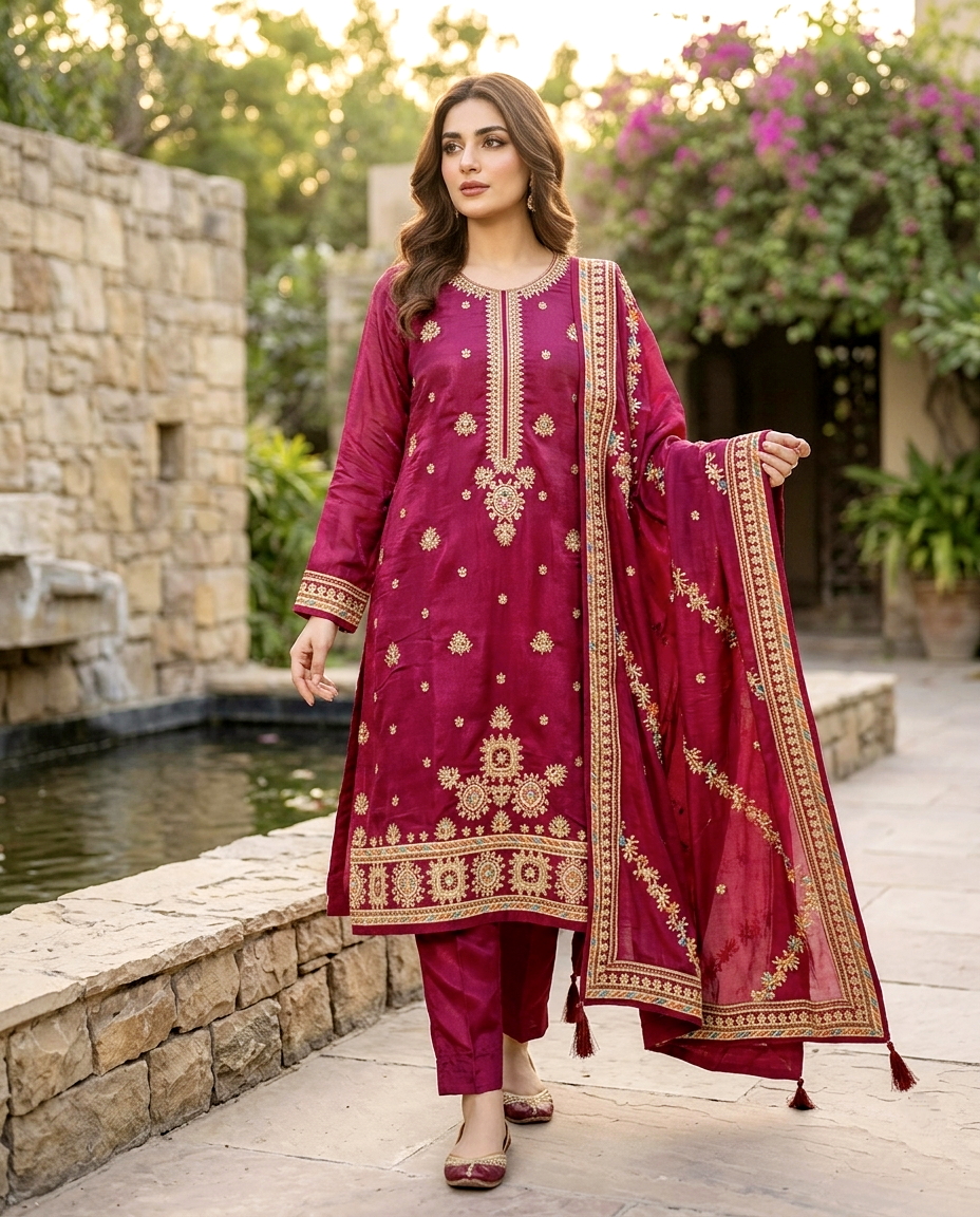 Vchetra Multi Color Zari Unstitched
