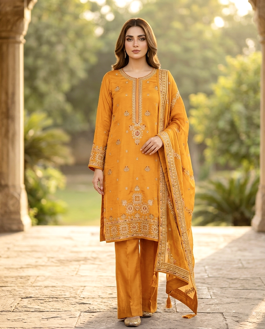 Vchetra Multi Color Zari Unstitched