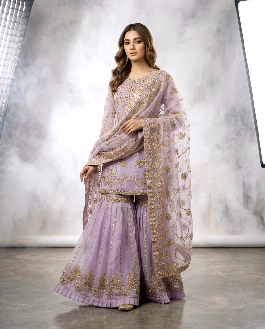 Fancy beats work Gharara Set (Stitched)