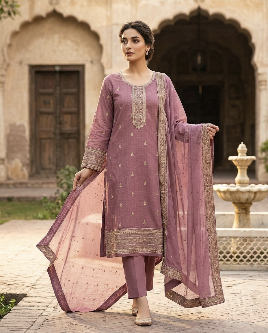 C.Jaquard Zari & Sequins (Unstitched)