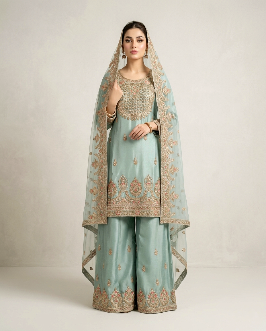 Bridesmaid Series Gharara Set Stitched