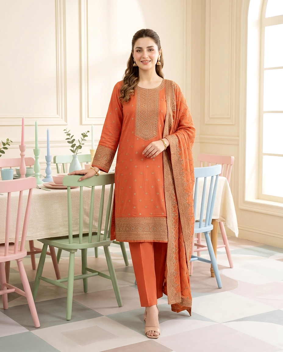 Mint Heritage Copper Zari Cotton (Unstitched)
