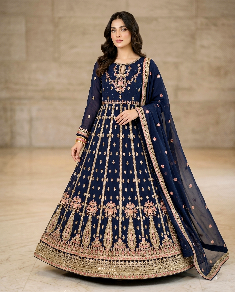 Chiffon Multi Zari Frock (Unstitched)