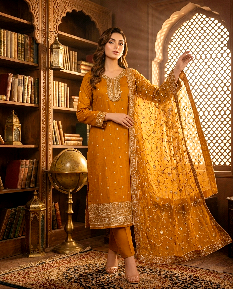 Emerald Allure Cotton Jacquard (Unstitched)