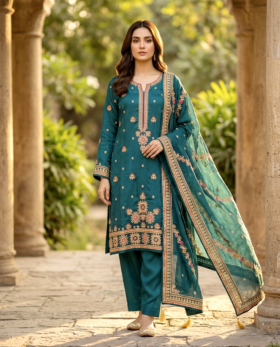 Vchetra Multi Color Zari Unstitched