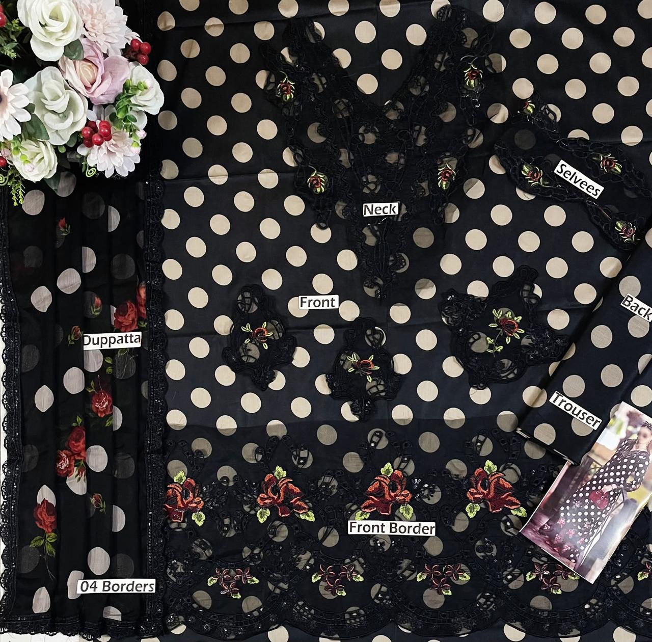 D4-A Black Polka – Saadia Asad Noor Eid Printskhaas Lawn Suit