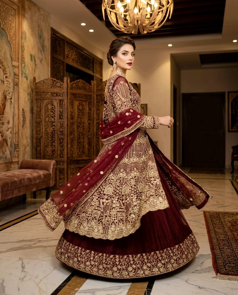 Shahi Naqsh Maxi With Lehengha