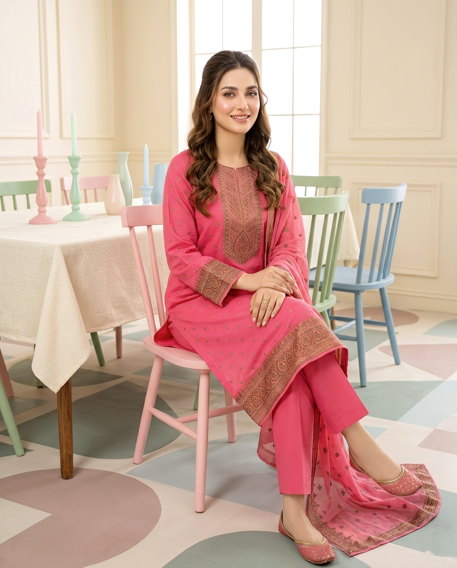 Mint Heritage Copper Zari Cotton (Unstitched)