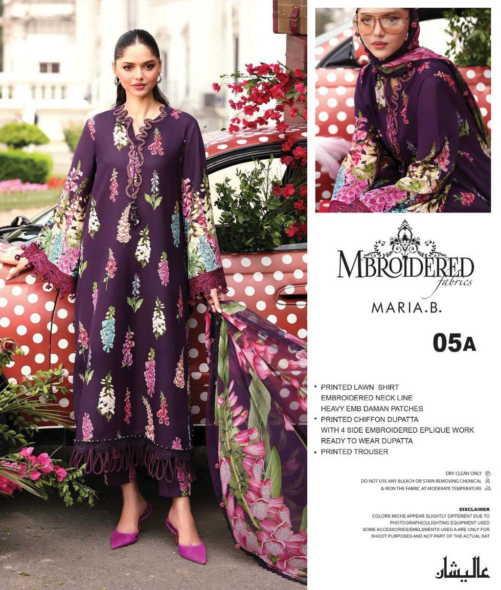 3 Piece Unstitched Embroidered Lawn Suit