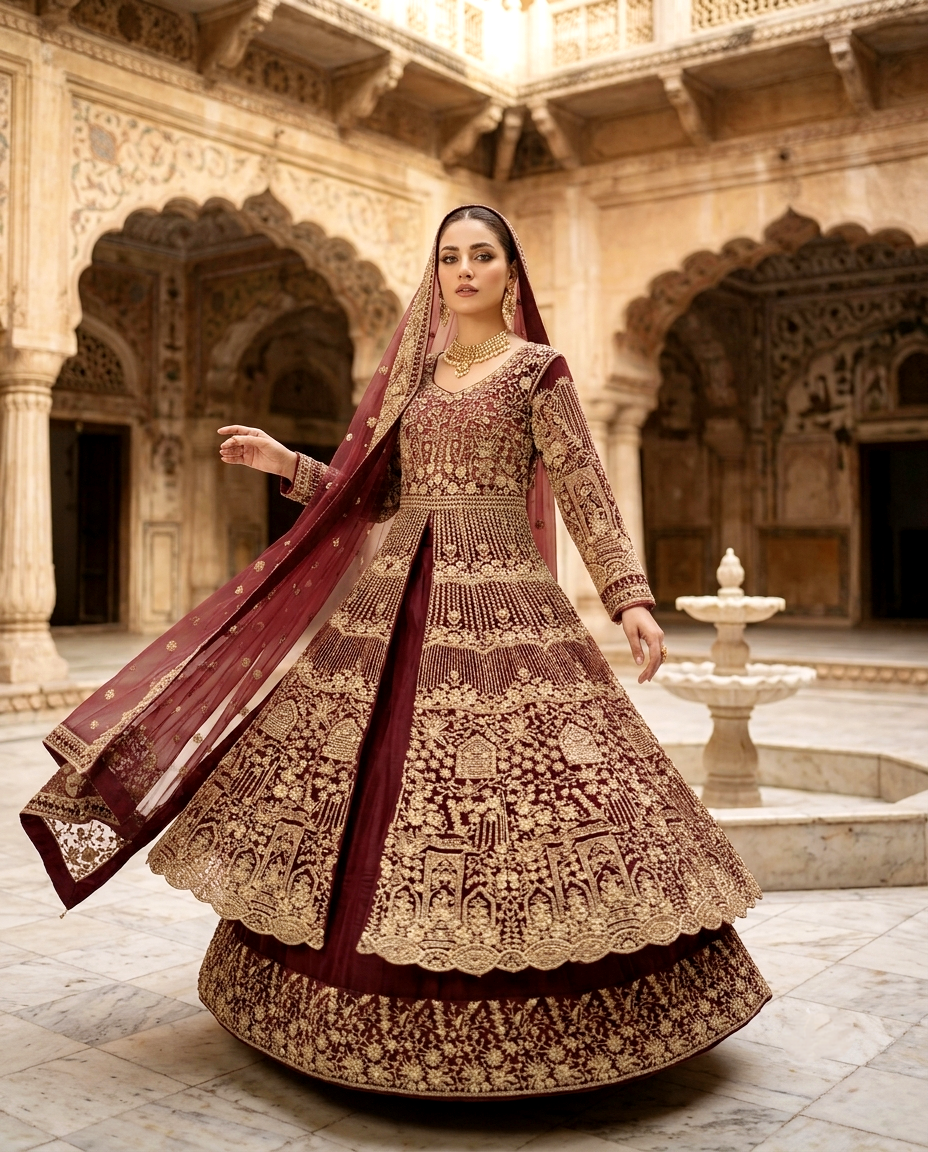 Shahi Naqsh Maxi With Lehengha