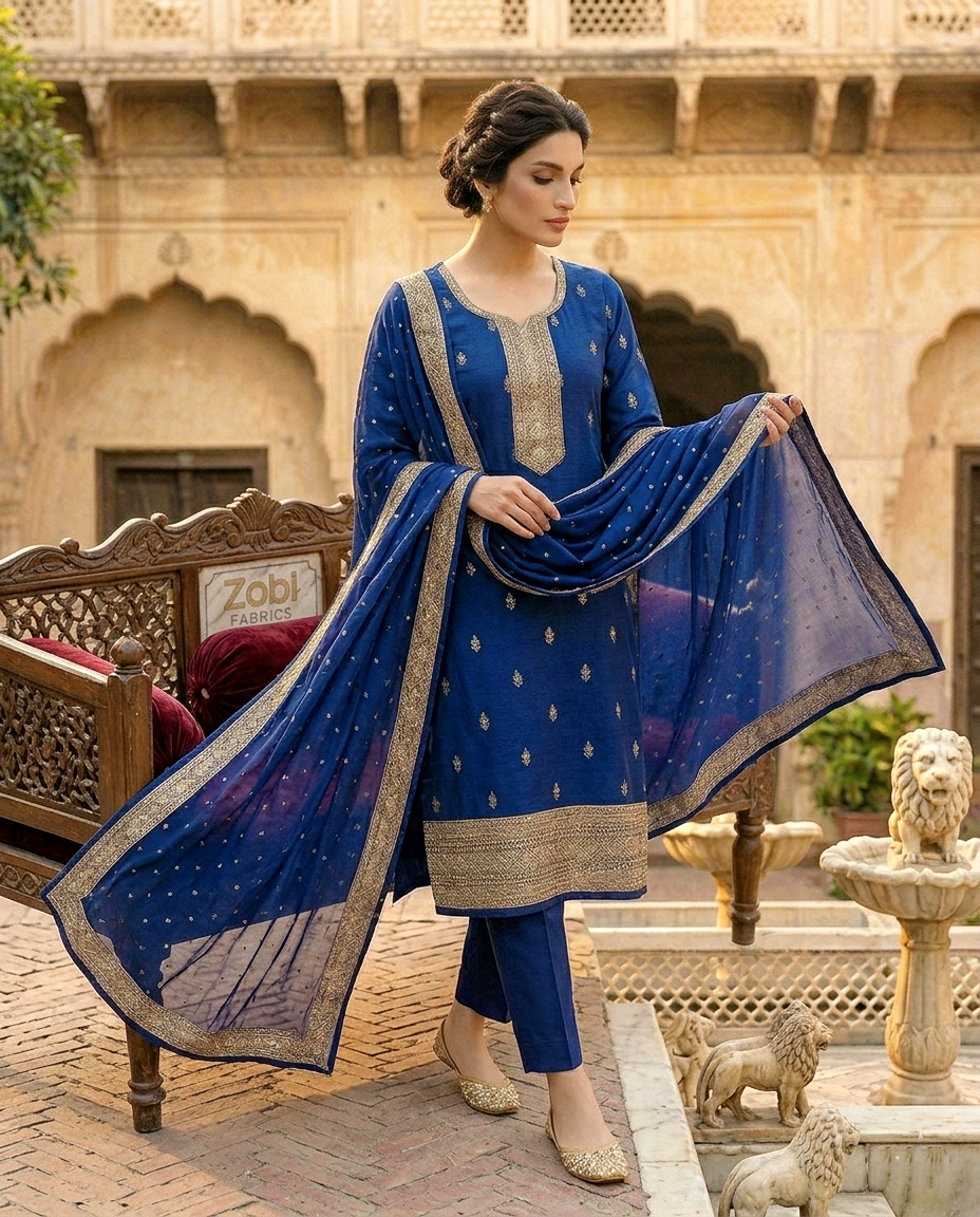 C.Jaquard Zari & Sequins (Unstitched)