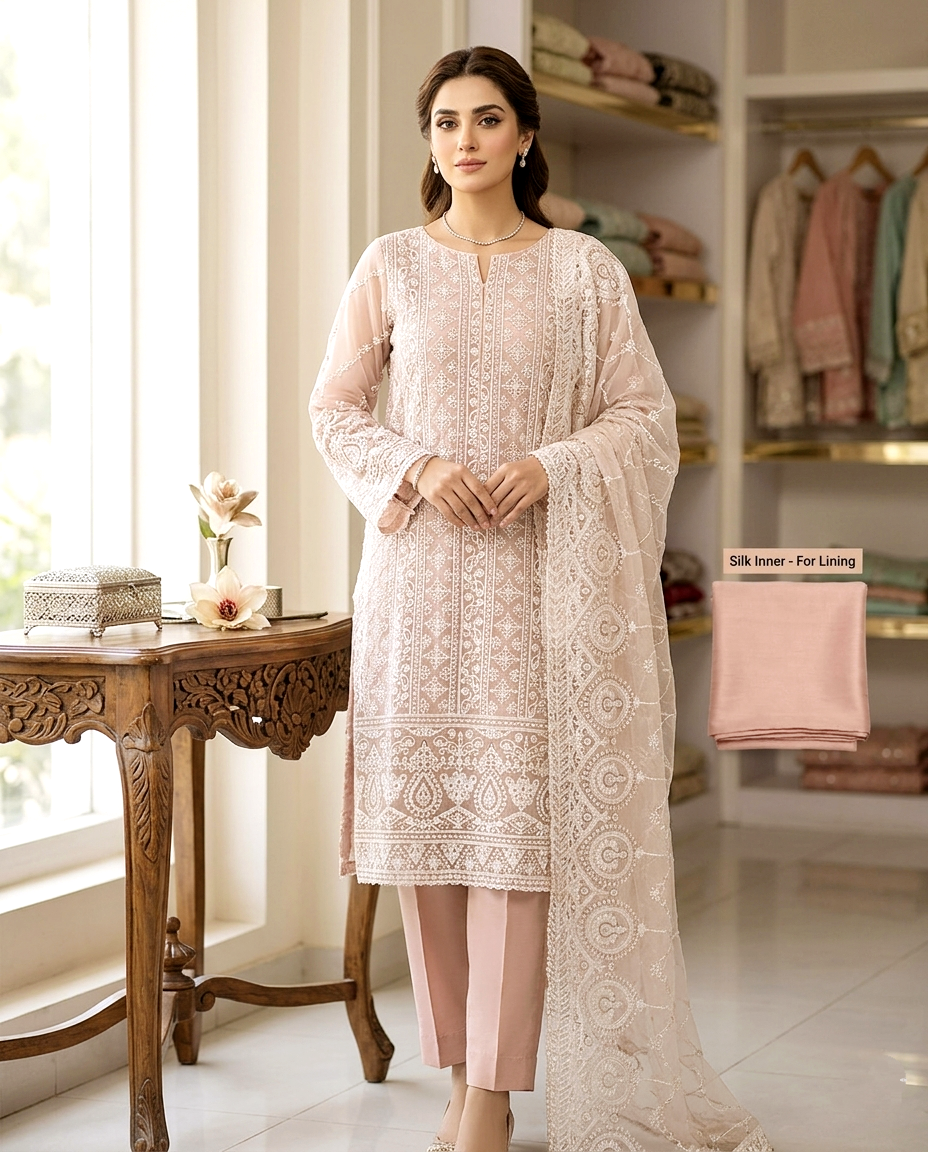 Fancy Khaddi Net Suit (Unstitched)