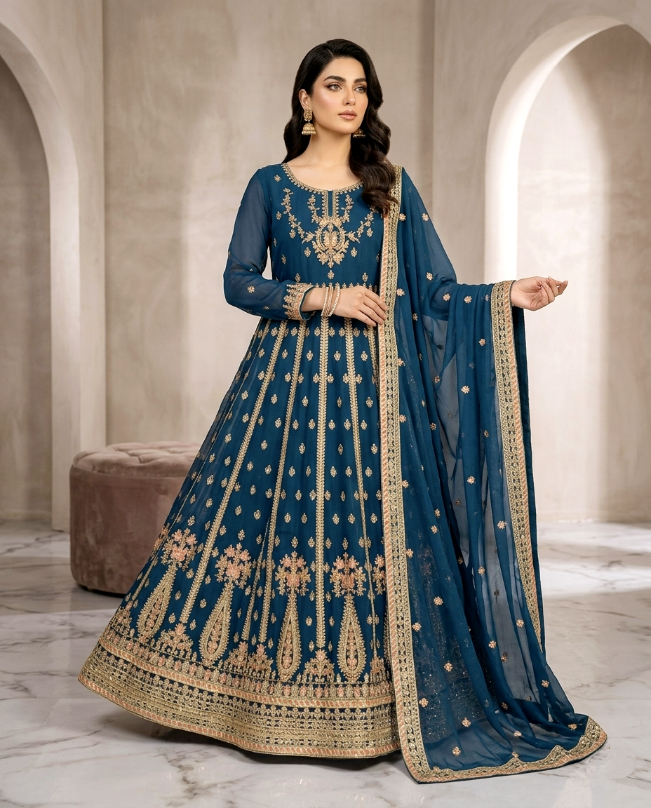 Chiffon Multi Zari Frock (Unstitched)