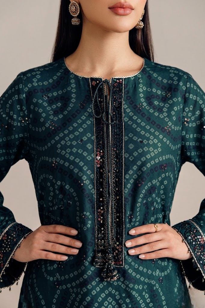 03-Piece Printed Lawn Suit With Chiffon Dupatta