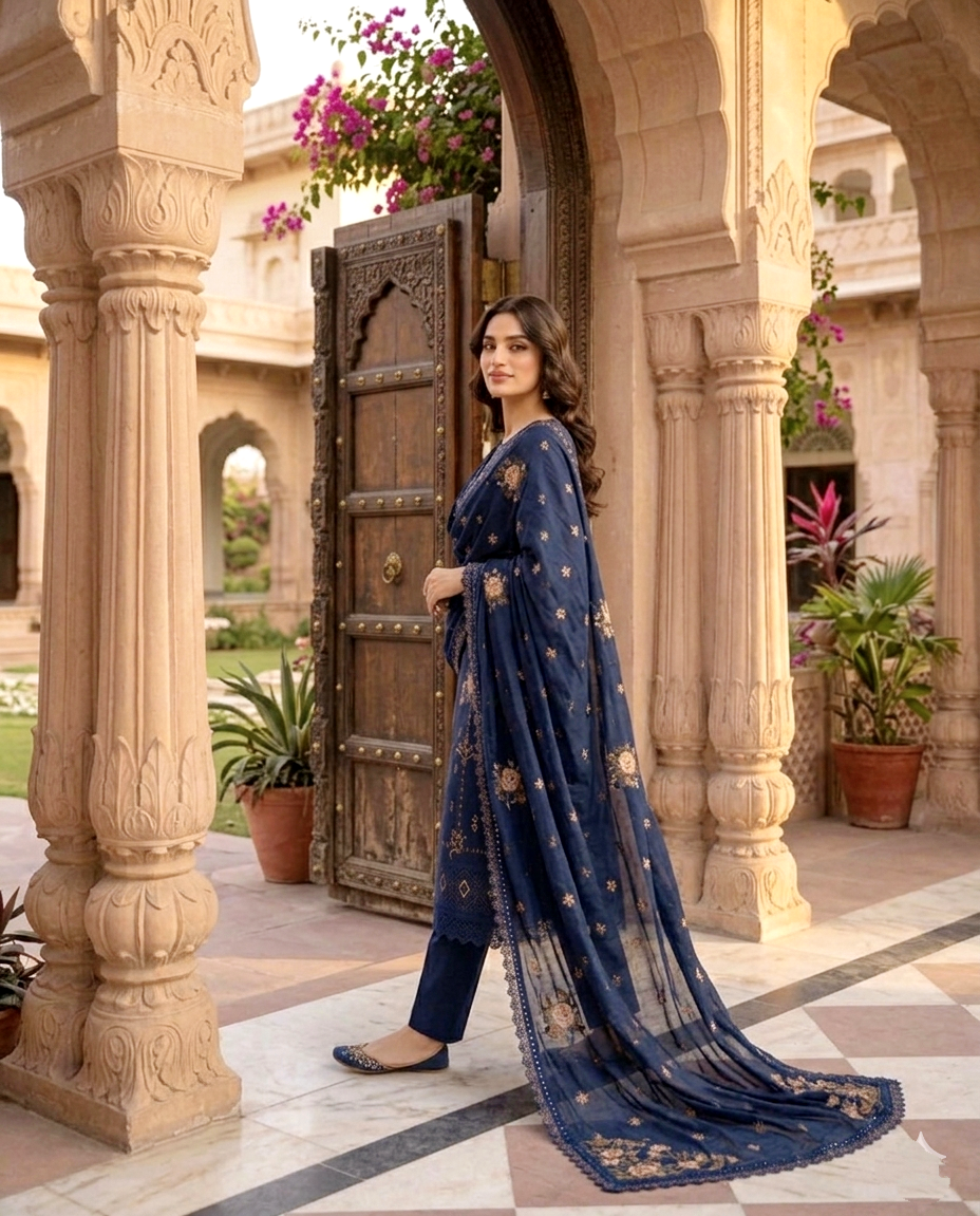 3D Emb Luxury Cotton (Unstitched)