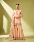 Chiffon Golden Zari Gharara Set (Stitched)
