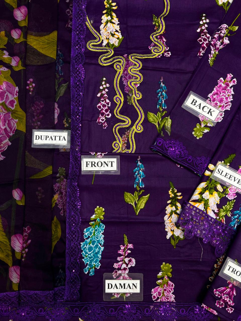 3 Piece Unstitched Embroidered Lawn Suit