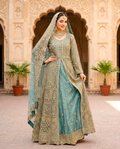 Mah-e-Meer Front Open Maxi With Lehengha