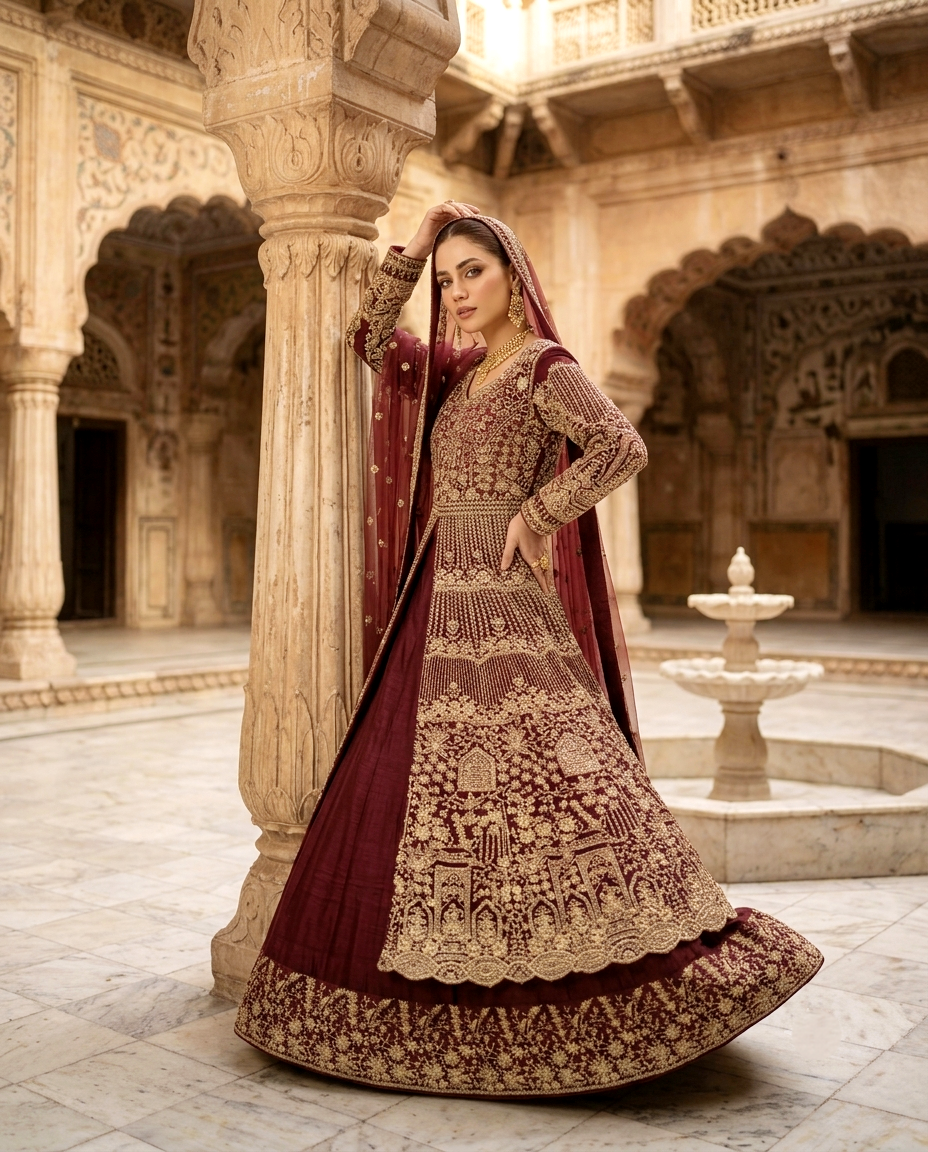 Shahi Naqsh Maxi With Lehengha