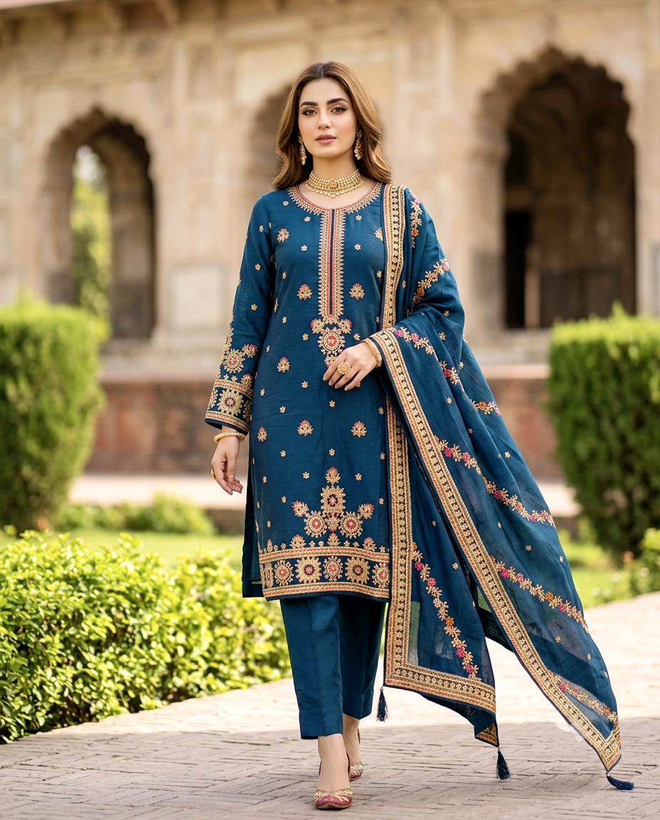 Vchetra Multi Color Zari Unstitched