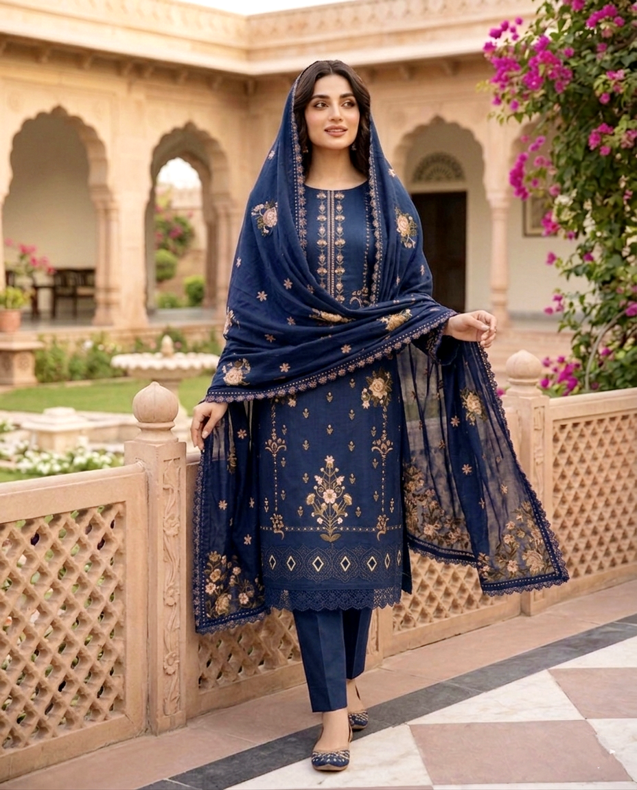 3D Emb Luxury Cotton (Unstitched)