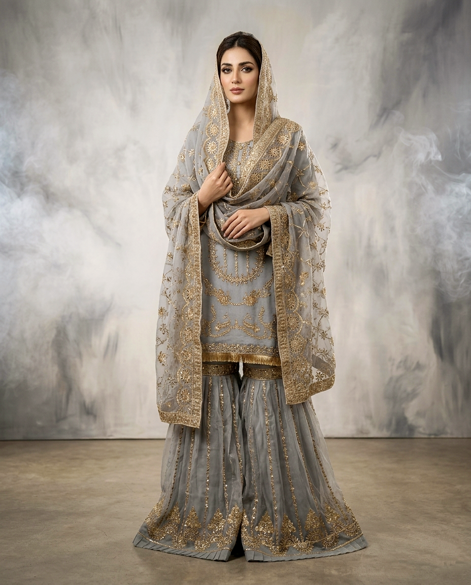 Fancy beats work Gharara Set (Stitched)