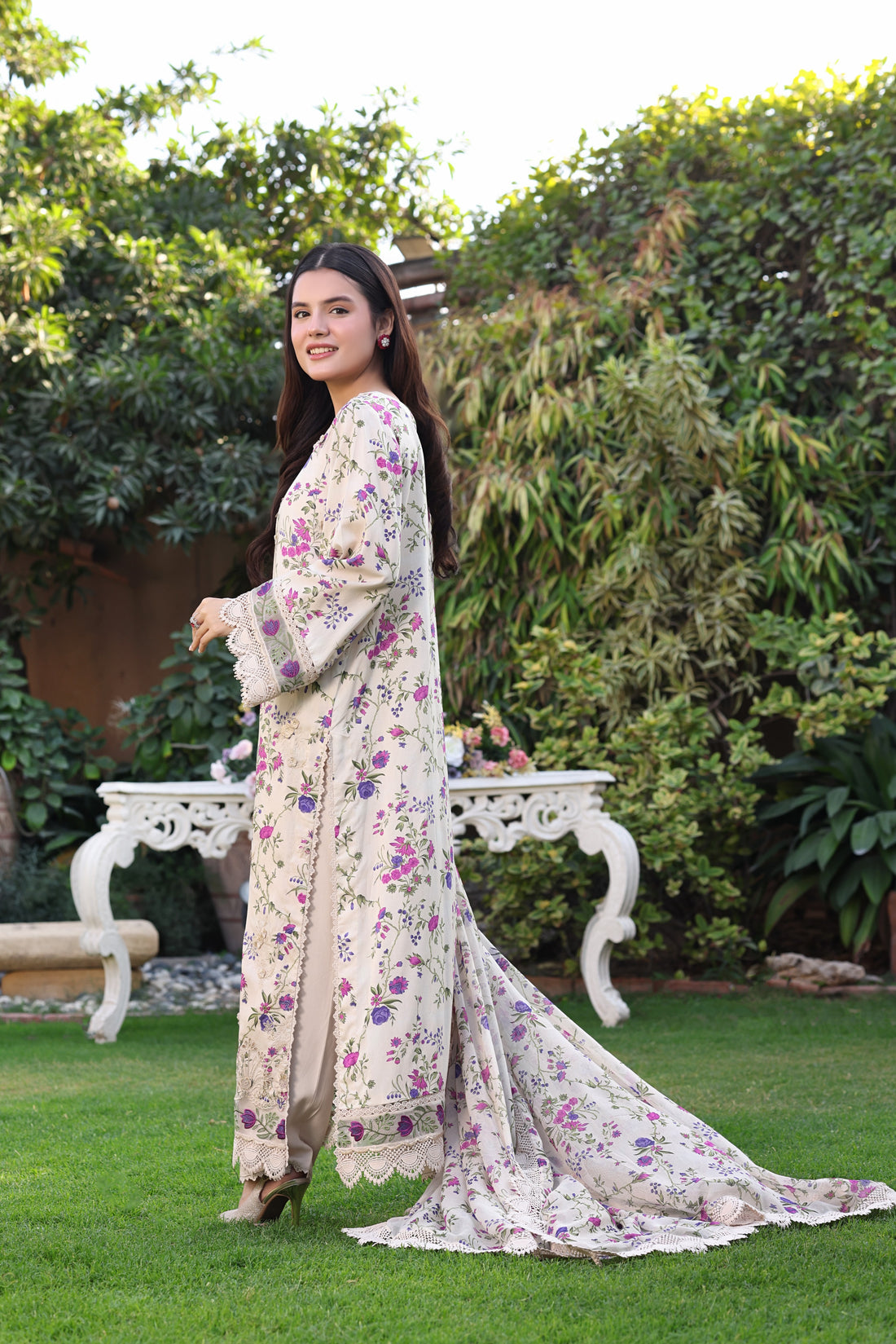 Aneelas UnStitched Print Emb Lawn Chiffon Duppata 3pc