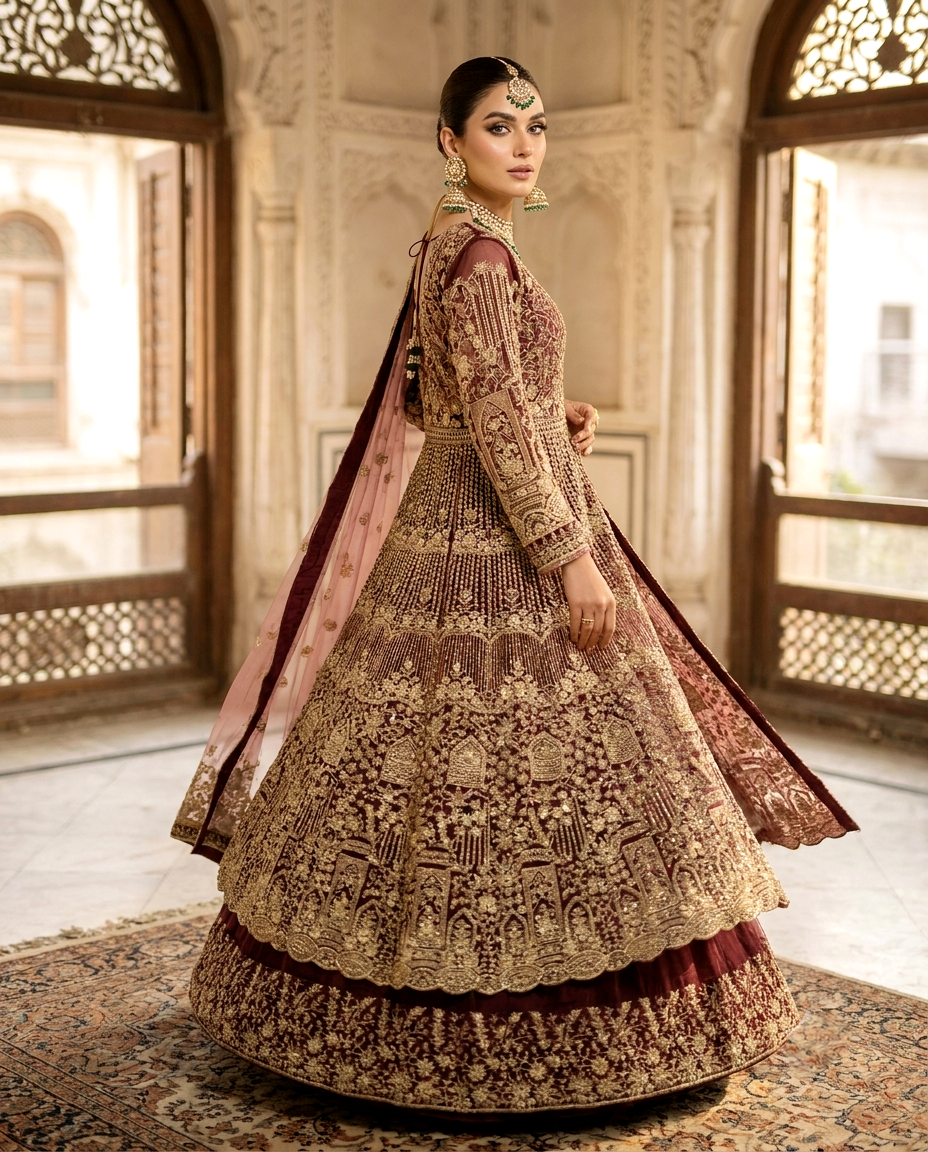 Shahi Naqsh Maxi With Lehengha