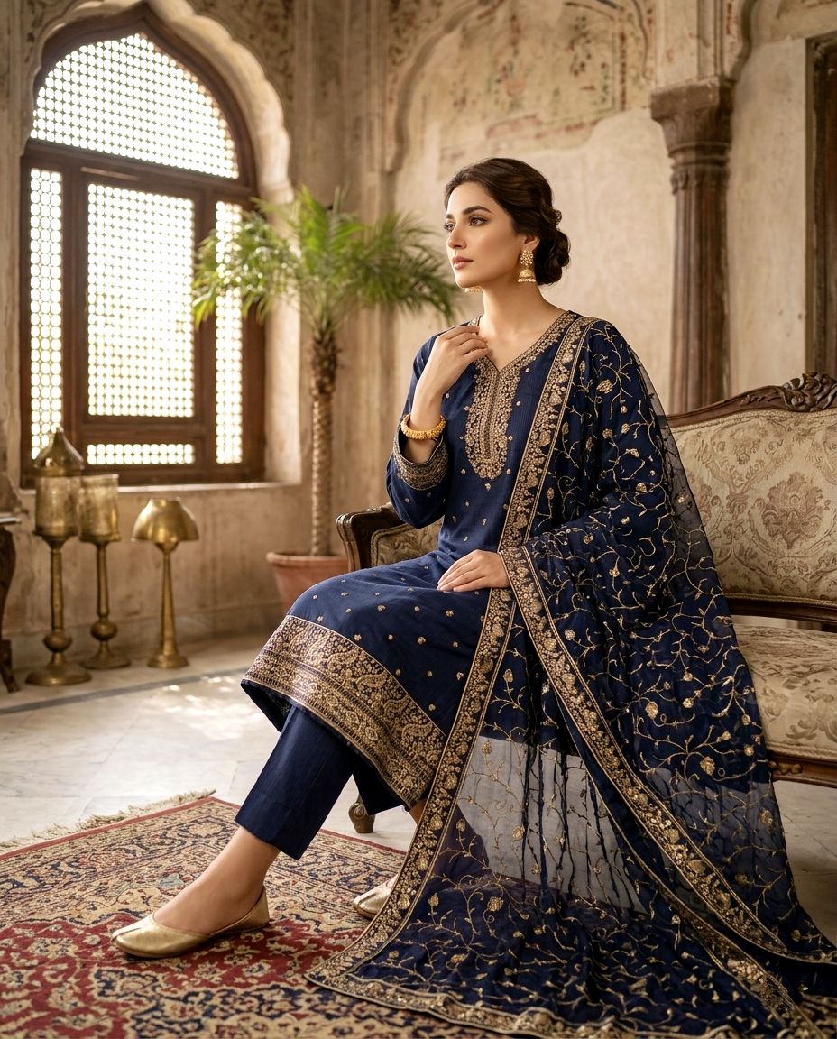 Emerald Allure Cotton Jacquard (Unstitched)