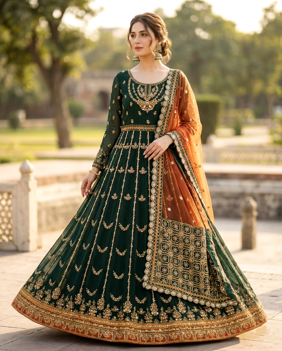 Iznikk Stones and beats Frock (Unstitched)