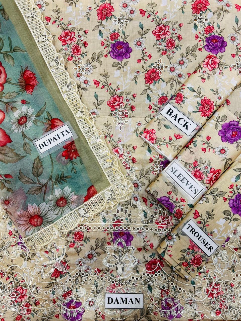 Izel Lawn Embroidered & Printed 3 Piece Dress
