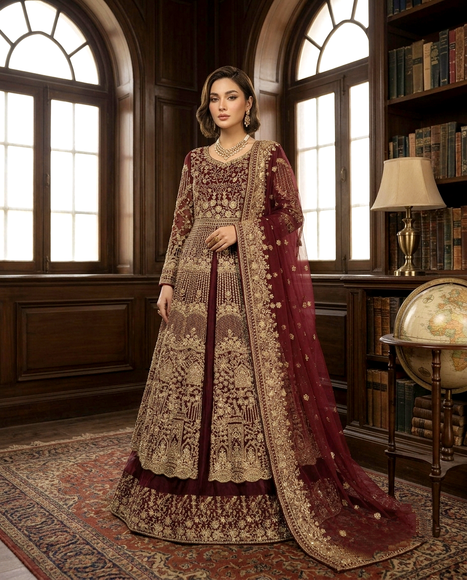 Shahi Naqsh Maxi With Lehengha