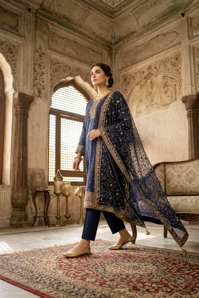 Emerald Allure Cotton Jacquard (Unstitched)