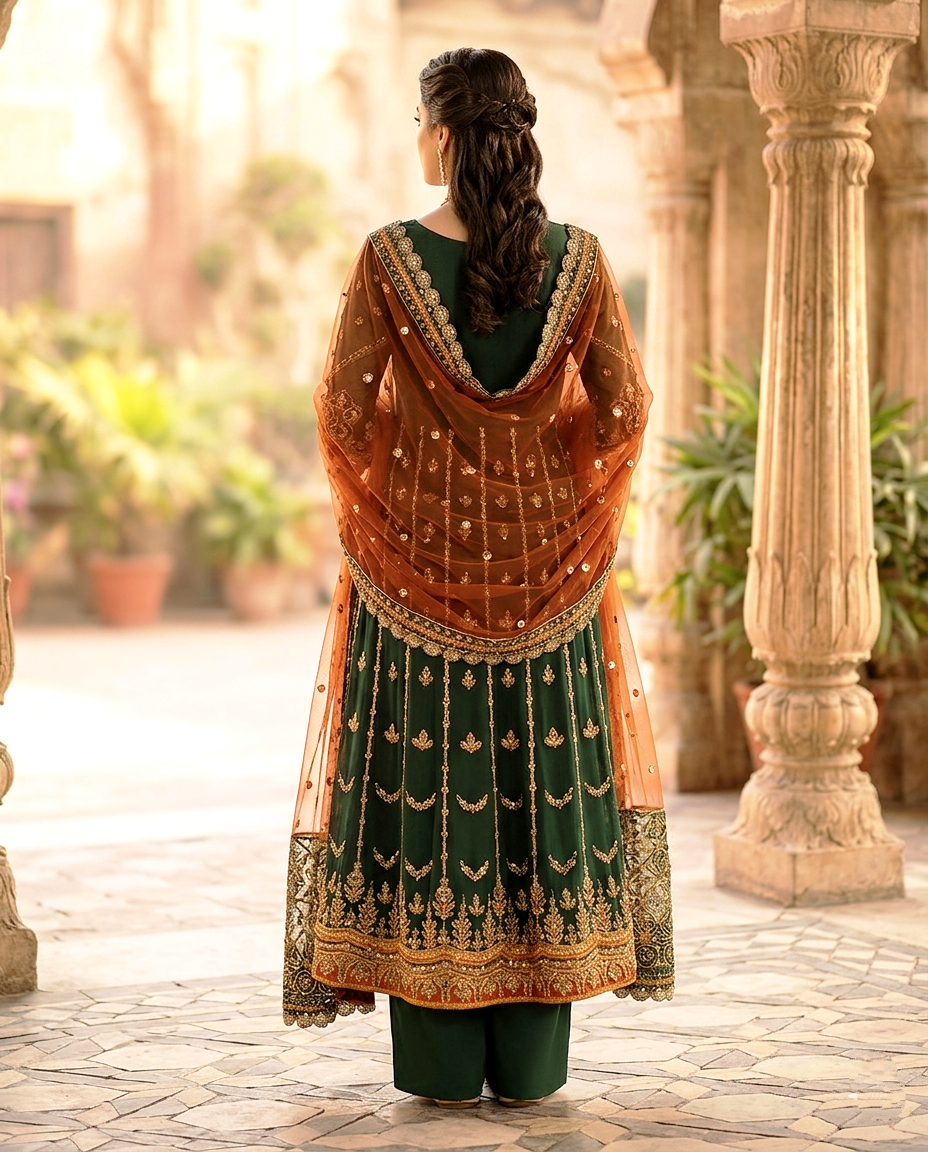 Iznikk Stones and beats Frock (Unstitched)