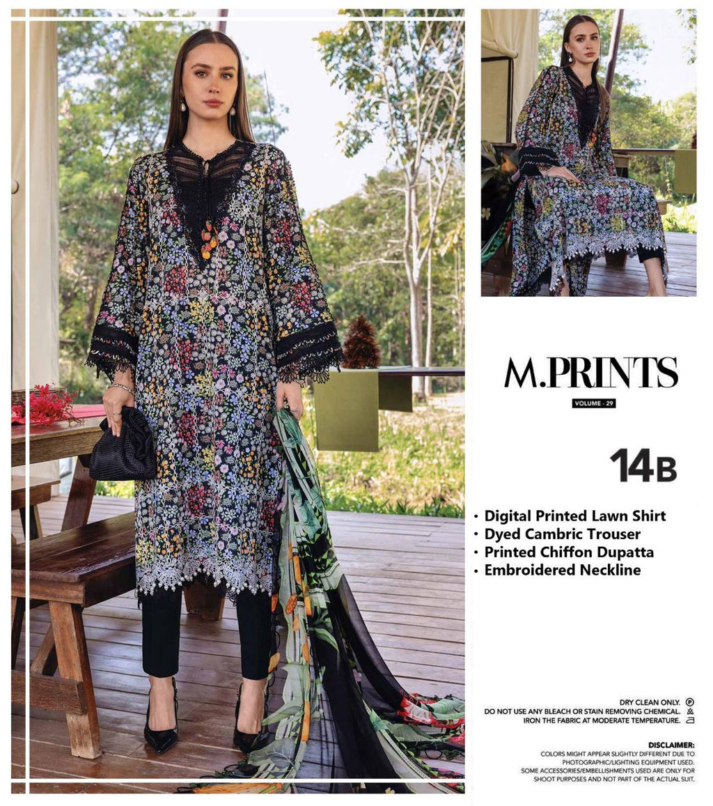 Maria B.Mprint 14-B Black Lawn Summer'26 Embroidered 3Piece Unstitched