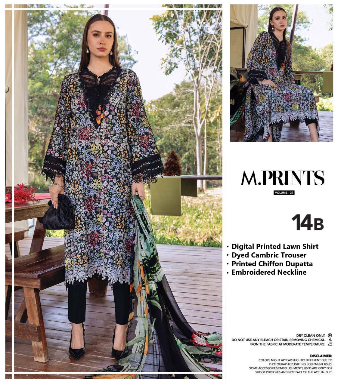 Maria B.Mprint 14-B Black Lawn Summer'26 Embroidered 3Piece Unstitched