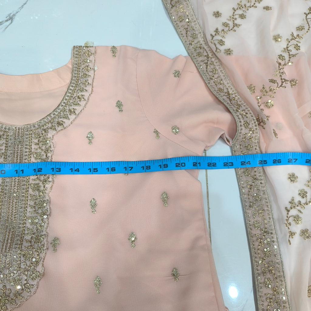 Chiffon Golden Zari Gharara Set (Stitched)