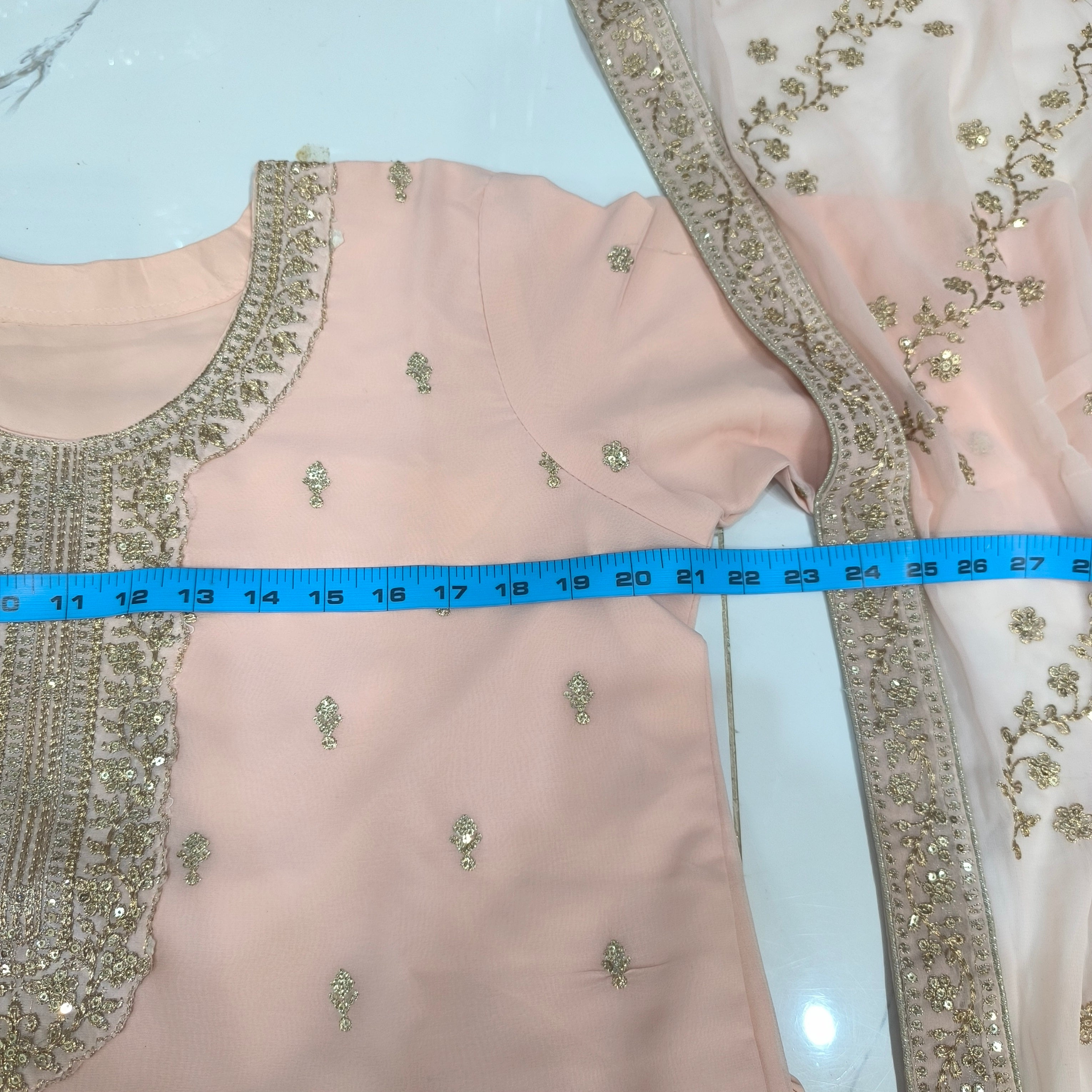 Chiffon Golden Zari Gharara Set (Stitched)