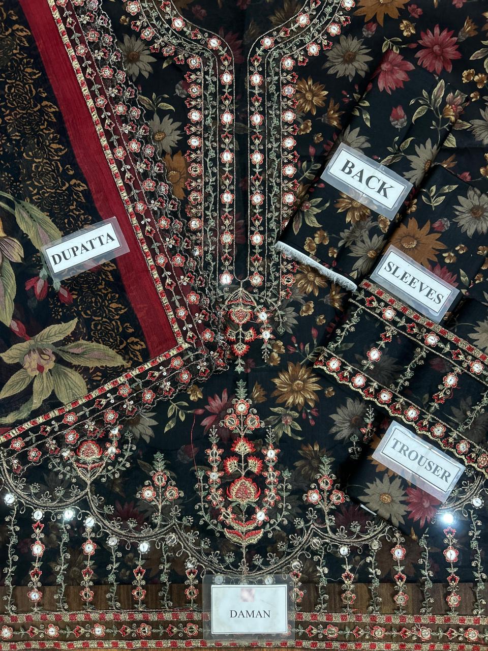 Mohagni Luxury Embroidered & Printed Unstitched Suit