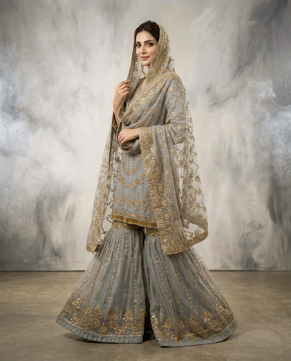 Fancy beats work Gharara Set (Stitched)