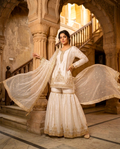Afsaneh Ivory Organza Gharara Set