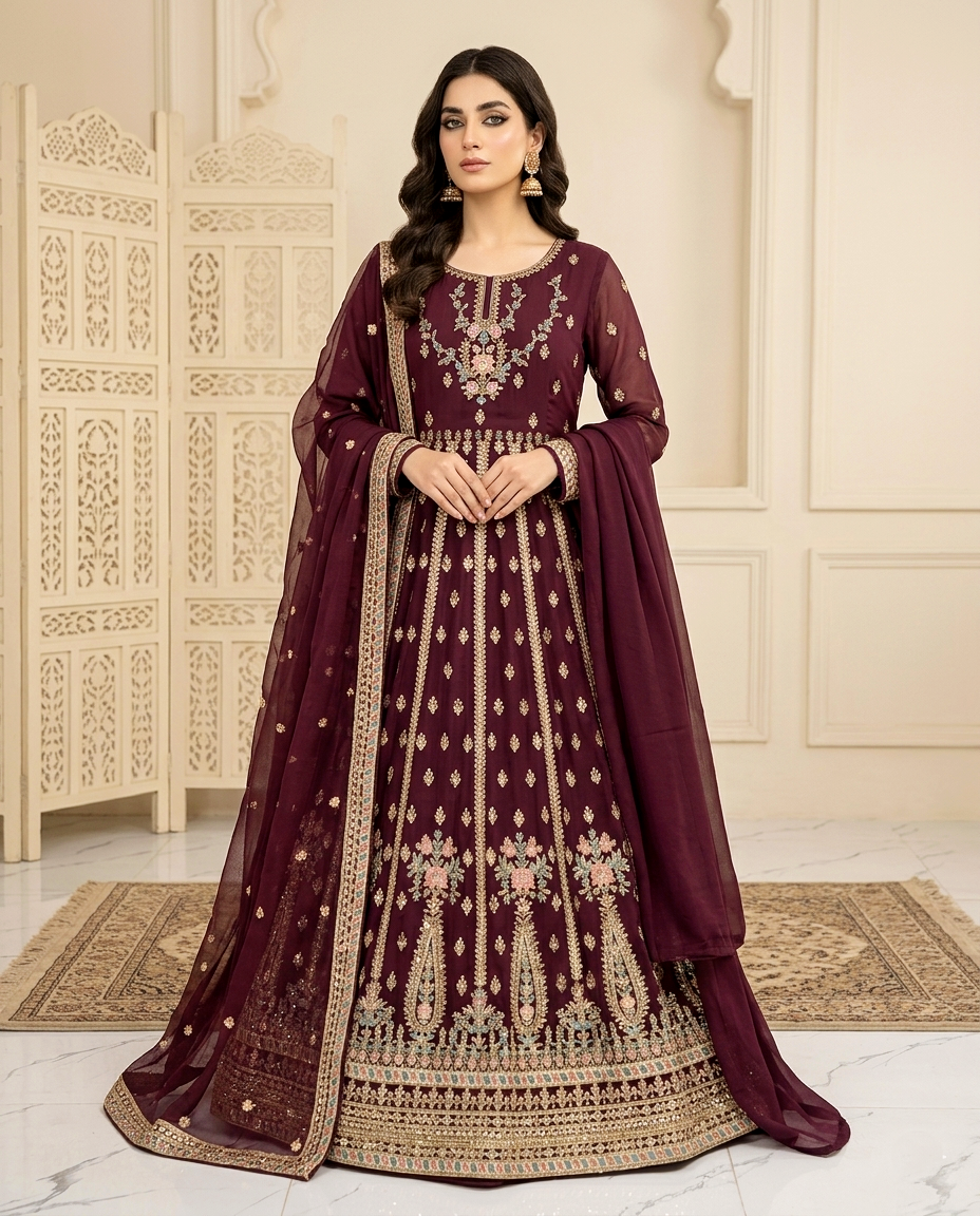 Chiffon Multi Zari Frock (Unstitched)